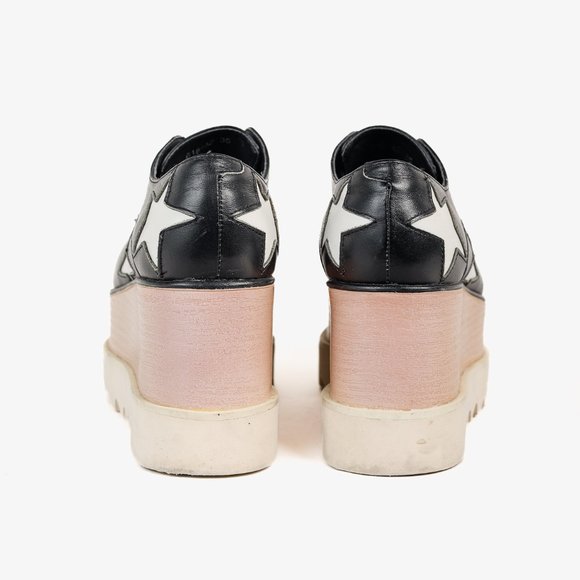 Stella McCartney Black White Star Vegan Elyse Platform Derby Shoes, Size 5 - Picture 3 of 10